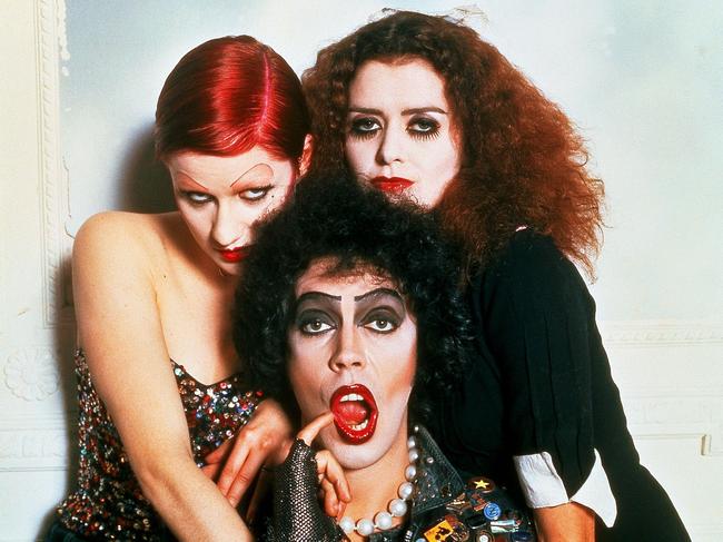 Tim Curry as Dr Frank N Furter (centre) stole the show in camp classic The Rocky Horror Picture Show.