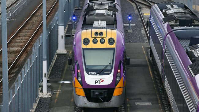 MELBOURNE, AUSTRALIA - NewsWire Photos AUGUST 20, 2020 : V/Line trains in Melbourne.A V/Line train travelling through North Melbourne. Picture : NCA NewsWire / Ian Currie