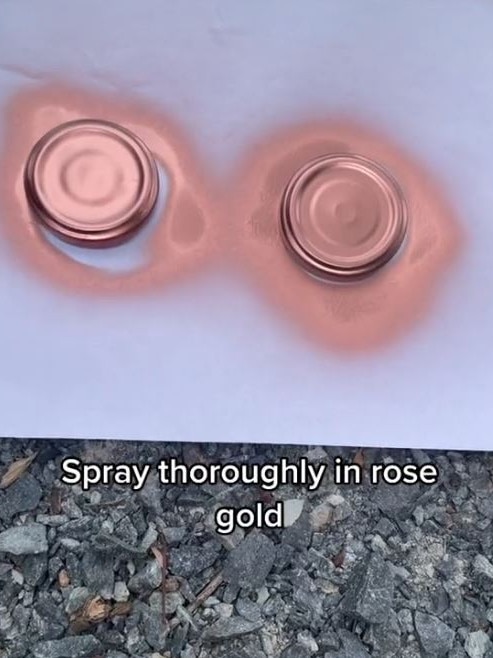 She also sprayed the lids in a rose gold. Picture: TikTok/jafdesigns