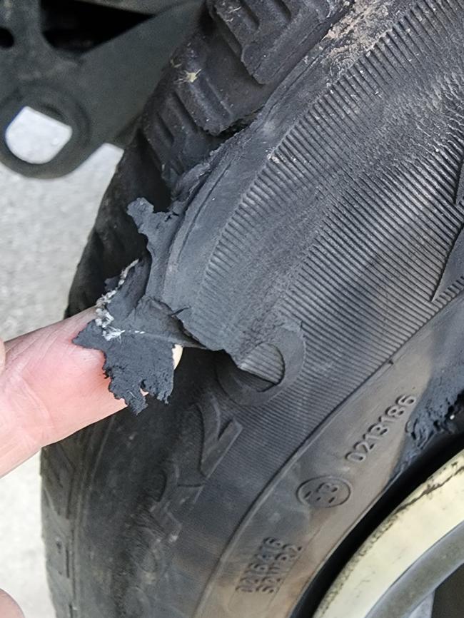 Damage to a tyre. Picture: Supplied