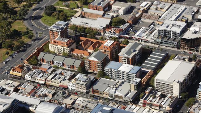 An aerial view over Rundle Street, Adelaide. Supplied by Maras Group