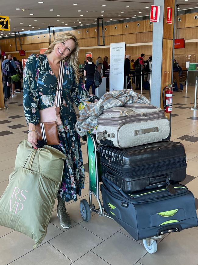 Tasmania's Liza-Jane Sowden with the excess baggage she took on her most recent trip to New York. Picture: Supplied