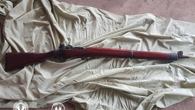 One of a series of firearms found at a property allegedly linked to the syndicate. Picture: SAPOL