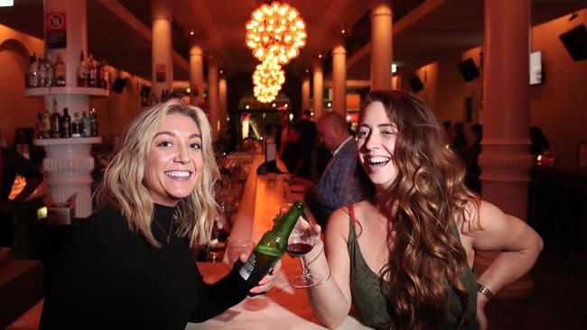 Shauna Casey and Danielle O’Carroll at Establishment in Sydney on Tuesday night. Picture: Ryan Osland