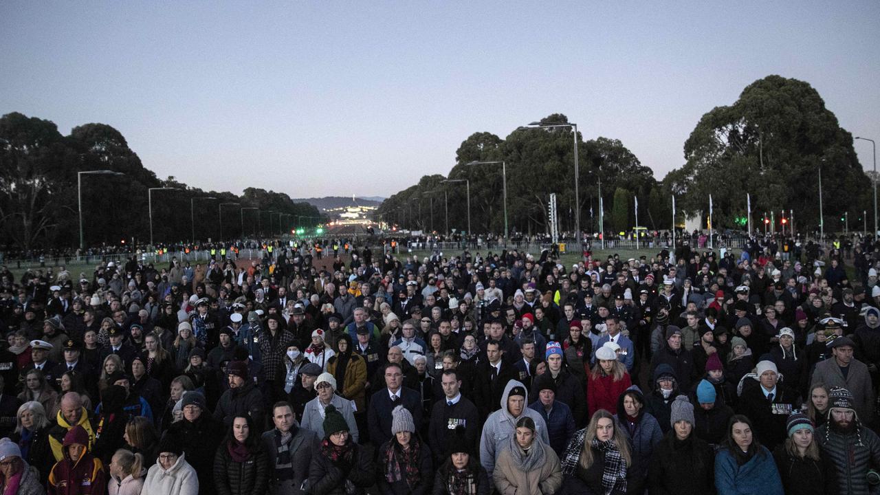 A large crowd gathered at the Australian War Memorial in Canberra for the Dawn Service. Picture: NCA NewsWire / Gary Ramage