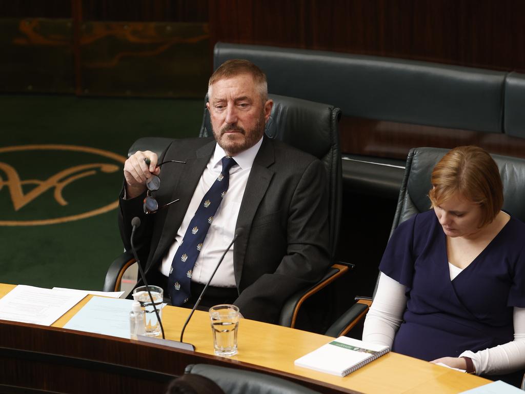 Andrew Jenner Lyons member for the Lambie Network with Miriam Beswick member for Braddon the Lambie Network. House of Assembly question time returns in the Tasmanian parliament after the Winter break. Picture: Nikki Davis-Jones