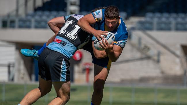 Eel Josh Alhazim fights to retain his balance. Picture: Monique Harmer