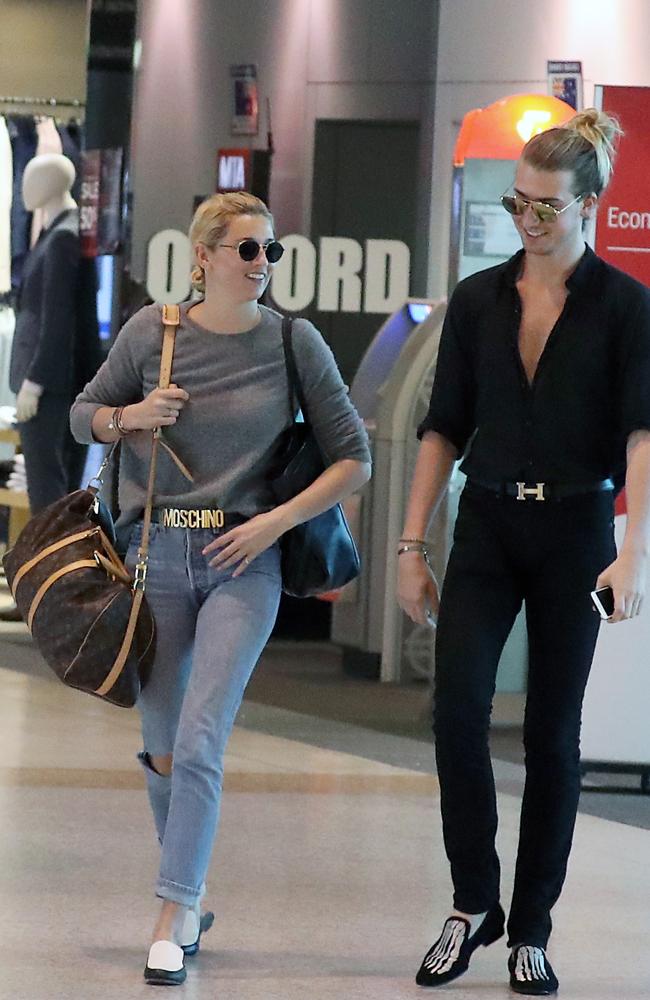 Jasmine Yarbrough with Christian Wilkins at Sydney Airport. Picture:: DIIMEX