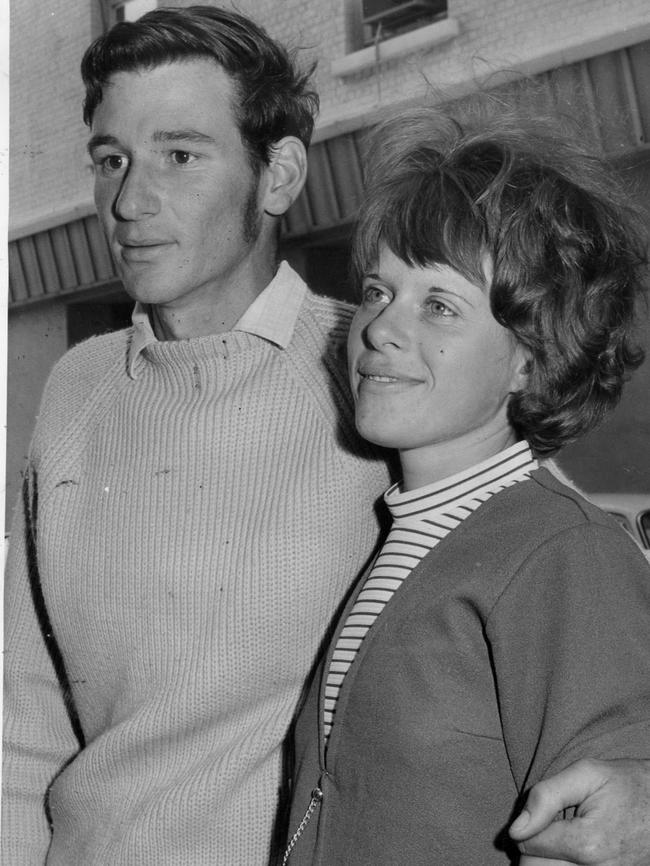 Monica with her then boyfriend, now husband, Graham Smith at SA Police Headquarters, Angas Street, Adelaide, 16 Sep. 1970.