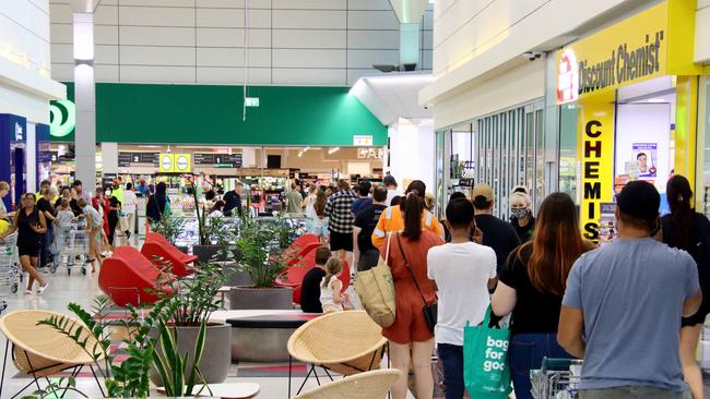 Panic buying of groceries at Skygate Woolworths on Friday, January 8. Picture David Clark