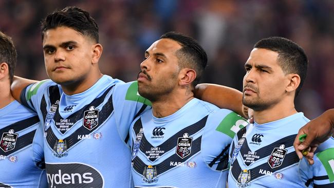 Several Blues players did not sing the anthem before Origin matches this year. AAP Image/Dave Hunt.