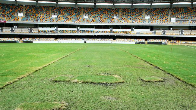 The state of the Gabba wicket after the Adele concert. Picture: Liam Kidston