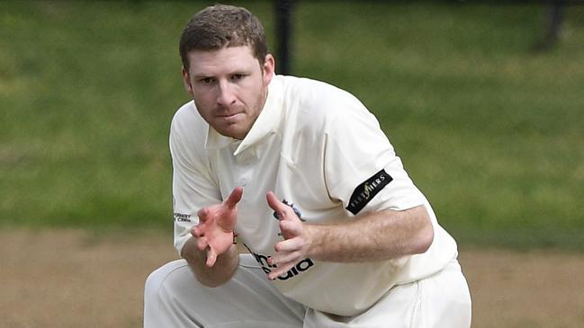 Alistair Burge fields during the VSDCA Cricket match between  Kew and Oakleigh in Kew, Saturday, Oct. 5, 2019.  Picture: Andy Brownbill