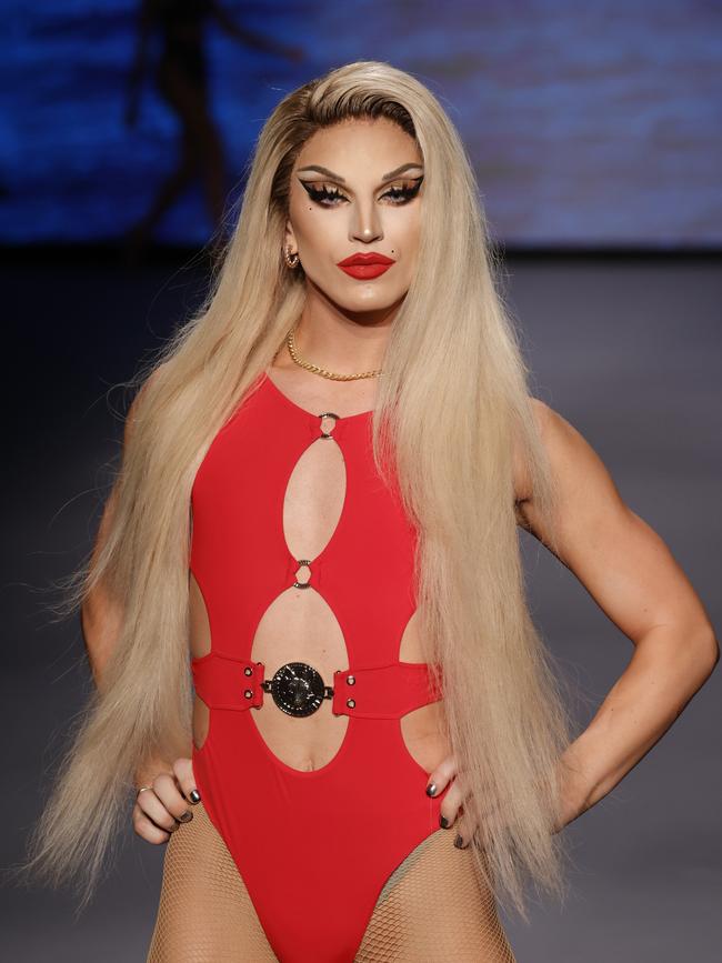 Aquaria walks the runway for Honey Birdette. Photo: Frazer Harrison/Getty Images