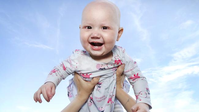 River Reid, 1, is feeling on top of the world after spending most of her short life in the RCH. Picture: David Caird