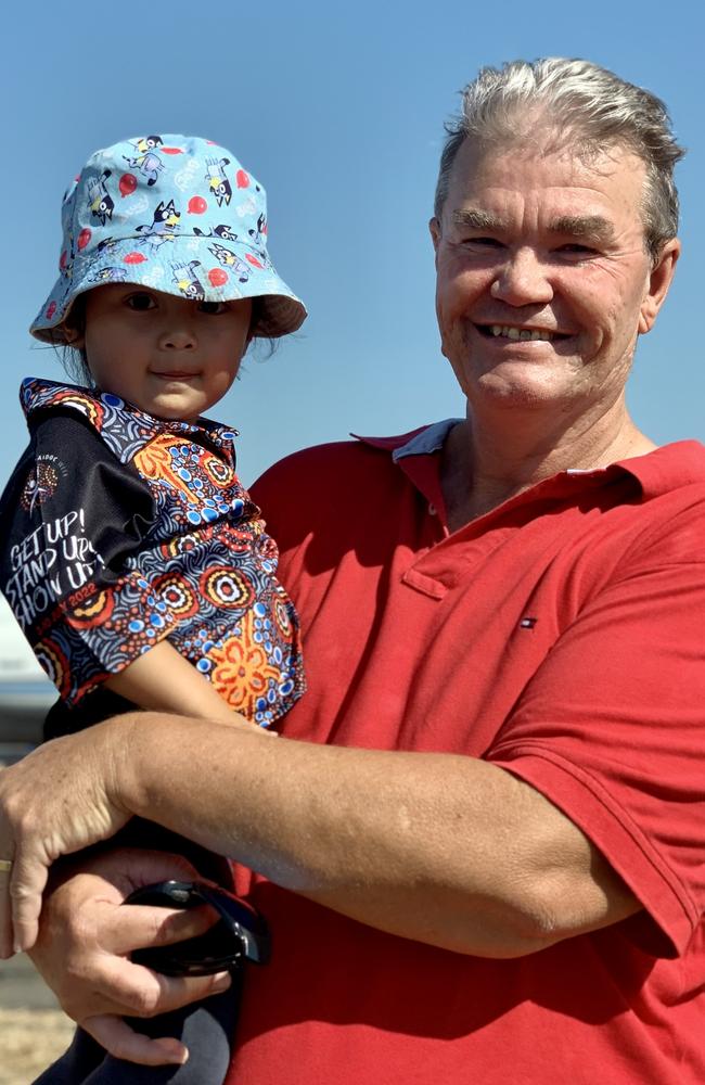 Charli Talbot and Michael Anderson at the Pitch Black Open Day at RAAF Darwin. Saturday, August 27, 2022. Picture: Tara Miko