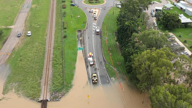 An aerial view of the flooding.