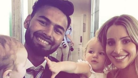 Rishabh Pant with Bonnie Paine and her children. Picture: Twitter.