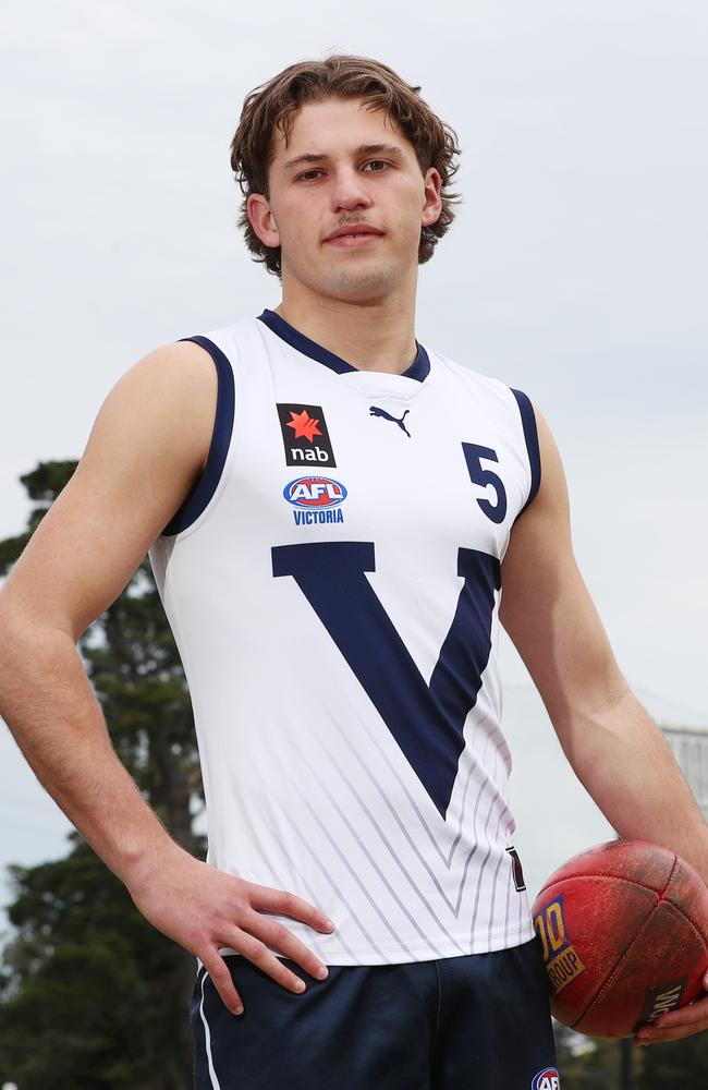 Geelong Falcon Jhye Clark is touted as a Joel Selwood clone. Picture: Alan Barber