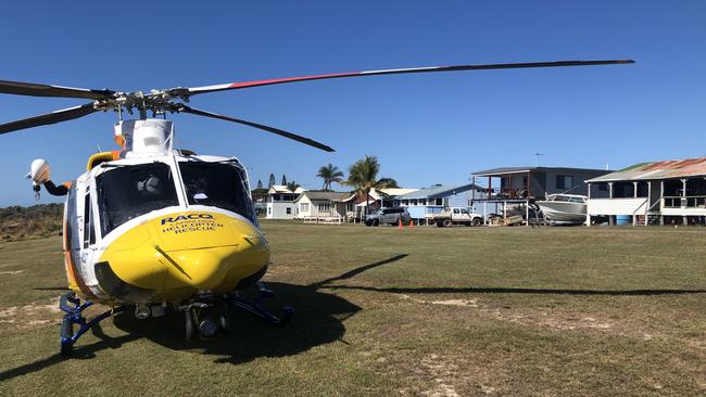 A rescue helicopter was tasked to a Queensland island where a major running event was taking place after a woman collapsed, and another woman who fell down a flight of stairs was ferried to ambulance staff.