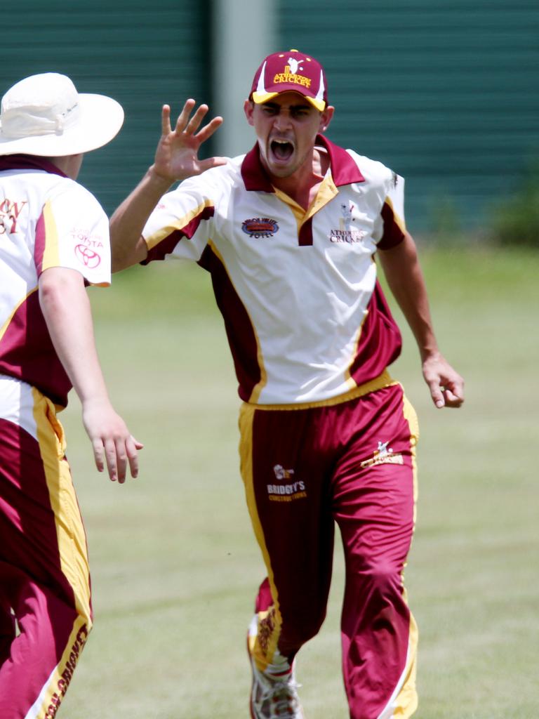 Cricket Far North 40-over grand final. Atherton v Rovers in Atherton. Atherton skipper Tom Boorman is fired up after a wicket. PICTURE: STEWART McLEAN