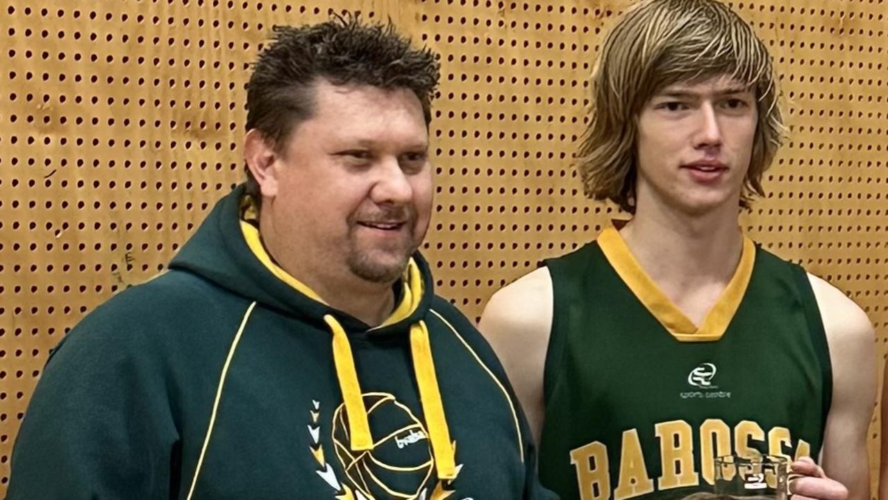 Barossa Valley under-18s head coach Ben MacCulloch with star SA country and Woodville player Hudson Lindner. Picture: File