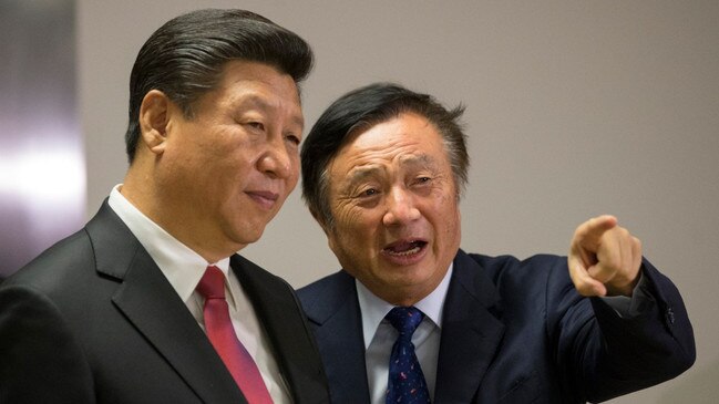 Xi with Ren Zhengfei, the chief of Huawei. Picture: Bloomberg/Getty Images