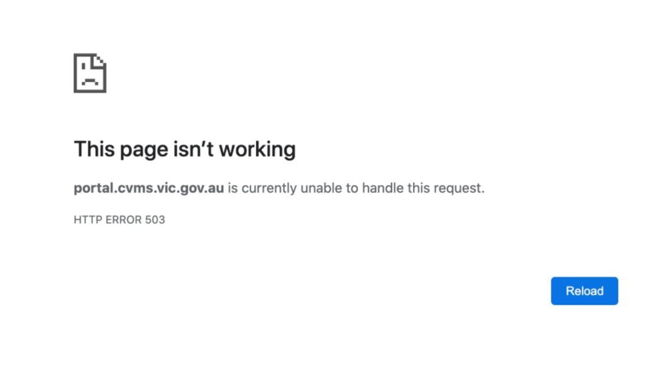 The website crashed again on Wednesday morning. Picture: Supplied
