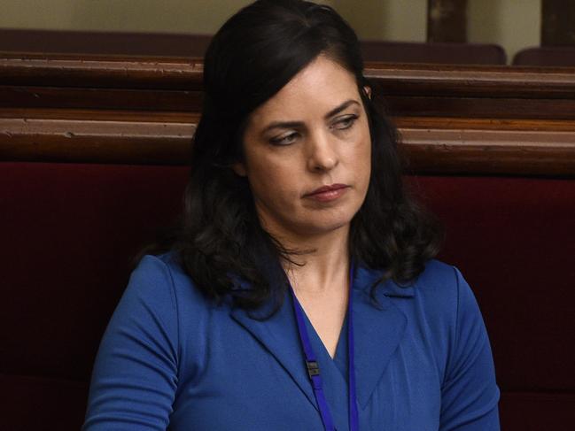 MELBOURNE, AUSTRALIA - NewsWire Photos MARCH 21 2023: Victorian Liberal MP Moira Deeming sits in the Victorian Parliament upper house. She is facing possible expulsion after she attended a neo-Nazi rally on the steps of parliament on the weekend. Picture: NCA NewsWire / Andrew Henshaw