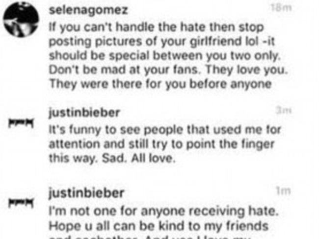 Selena blasted Justin for telling off his fans.