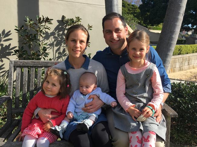 Pankraz with his family in Mosman. Pictured back, wife Nicola, front, left to right, Isabella, 4, Thomas, 10 months, and Maddison, 6.