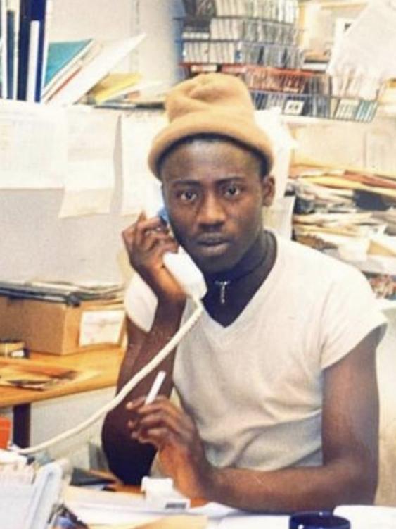 Enninful at his desk at i-D’s Covent Garden London office in 1993.