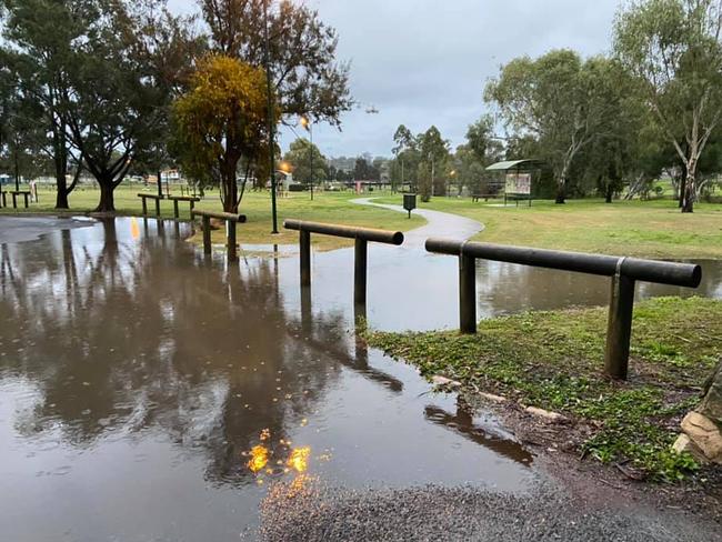 Heavy rain has flooded Queen Mary Park in Warwick (Photo: Zilla Gordon).