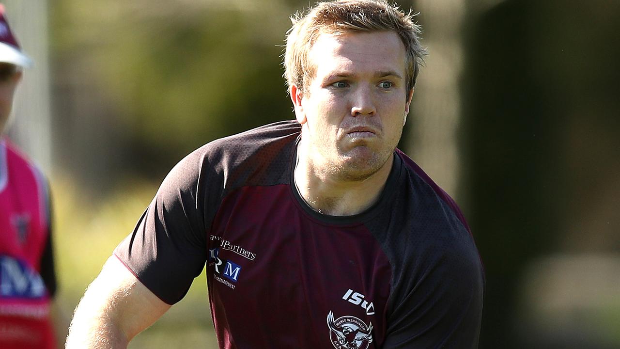 Jake Trbojevic during a Manly Sea Eagles training session at Narrabeen. Picture. Phil Hillyard