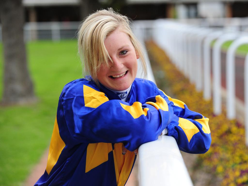 Jamie Kah as an apprentice jockey at Morphettville Racecourse.