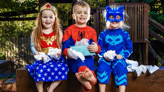 Eedie Tozer, 4, Curtis Osuch, 4 and Aria Terry, 3, from Amaze Early Education. Picture: Nigel Hallett