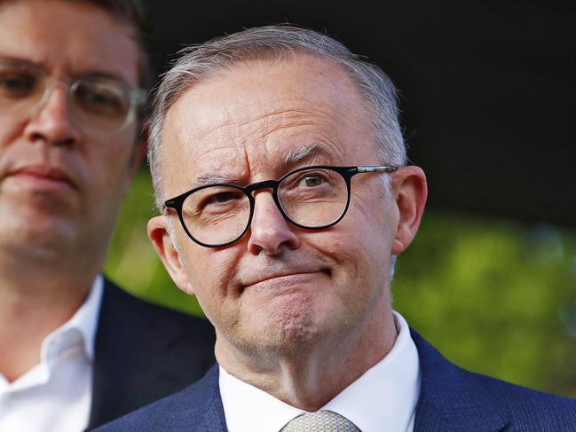 FEDERAL ELECTION TEAM 2022. LABOR BUS TOUR 19/5/22Federal Labor leader Anthony Albanese pictured in Sydney electorate of Bennelong this morning visiting kids at  Goodstart Early Learning Centre childcare centre.  Pictured with Labor candidate Jerome Laxale on left.  Picture: Sam Ruttyn