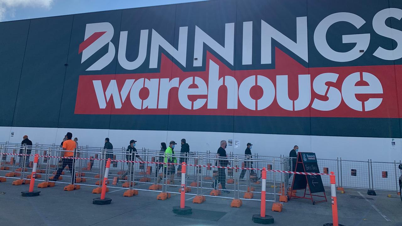 Metal barricades are being set up to control customer flow at Melbourne’s Caroline Springs store. Picture: Supplied
