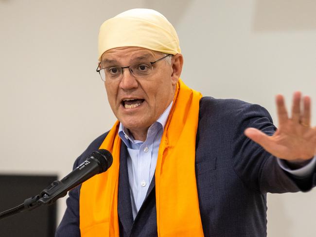 Prime Minister Scott Morrison at a multicultural community event hosted by members of the Sikh Community from the La Trobe electorate and surrounds. Picture: Jason Edwards