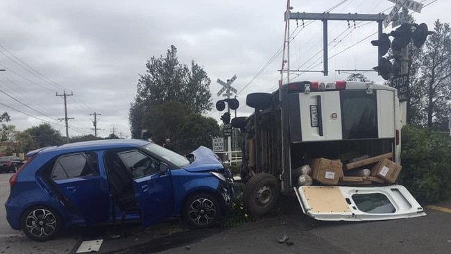 A woman has been rushed to hospital following a smash at Seaford. Picture: Facebook / Suzanne Kelly