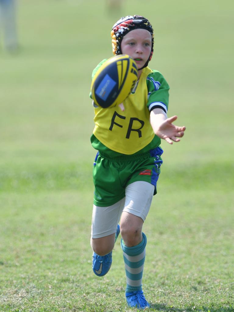 Teams play for Laurie Spina Shield at Brothers at Kirwan. Proserpine Whitsundays Brahmans Hudson Price. Picture: Evan Morgan