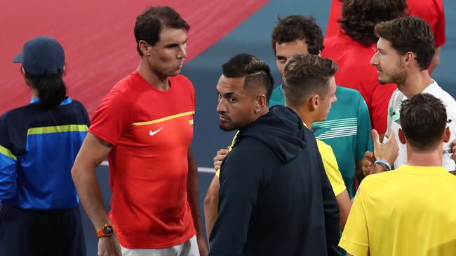 Nick Kyrgios and Rafael Nadal have a tense relationship. Picture: Cameron Spencer/Getty