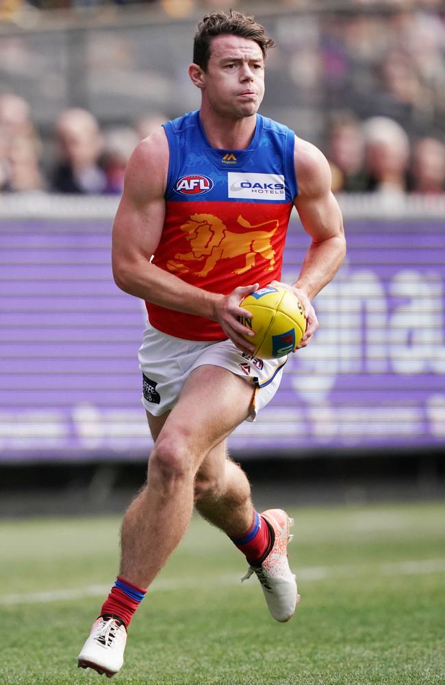 Lachie Neale has the ball on a string for the Lions. Picture: AAP Image/Michael Dodge