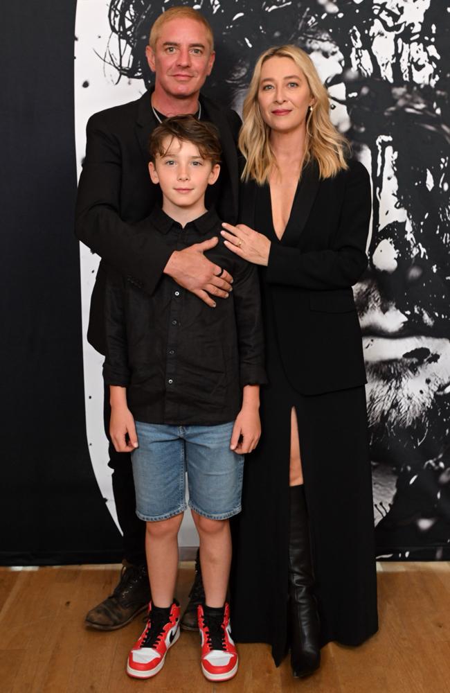 Vincent Fantauzzo, Asher Keddie and son Val at Thursday night’s opening. Picture: Tony Gough