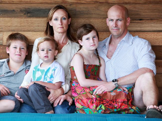 Gus, Van, Maryanne, Josie and Gavin Larkin at their Coogee home, before brain cancer claimed Gavin then Gus.