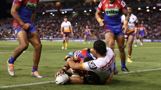 Fans and commentators were stunned after the bunker denied Dane Gagai a try. Picture: Getty Images.