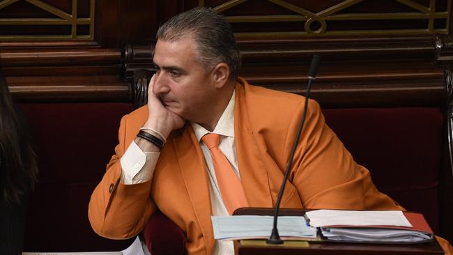 Victorian MP Lee Tarlamis went all out to embrace Harmony Day. Picture: Andrew Henshaw