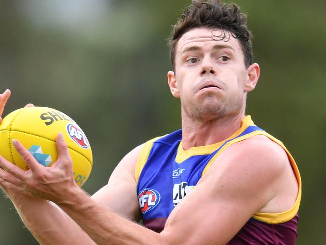 Lachie Neale of the Lions in action during the AFL Marsh Community Series pre-season match between the Brisbane Lions and the Port Adelaide Power at the Moreton Bay Central Sports Complex in Burpengary, Queensland, Sunday, February 23, 2020. (AAP Image/Darren England) NO ARCHIVING, EDITORIAL USE ONLY