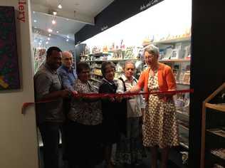 Lismore Mayor Jenny Dowell cuts the ribbon on the city's refurbished Visitor Information Centre. Picture: Hamish Broome