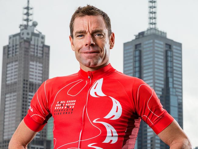 Cadel Evans, pictured in the new PeopleÕs Ride jersey for the Great Ocean Road Race. Picture: Mark Stewart